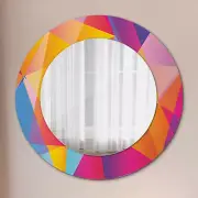 Printed Frame Wall Mirror with Glass Frame Ready to Hang geometric composition