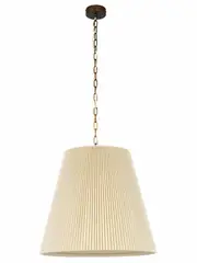 Amici 3 Light Pendant in Bronze with Pleated Natural Linen