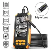 4.5" Three Lens Industrial Endoscope 1080P HD Borescope Inspection Camera 10 Led
