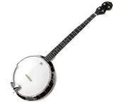 Karrera 5 String Bluegrass Resonator Banjo Guitar Natural Finish - Brown
