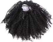 FRCOLOR Black Kinky Curly Clip-In Ponytail Extensions Drawstring Hairpiece