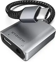 Stouchi USB C to 3.5mm Headphone and Charger Adapter, 2 in 1 USB C to Aux Audio Jack with 30W Fast Charging, Hi-Fi Dongle Compatible with Pixel 8/7/6 Pro, Samsung Galaxy S24 S23 S22 Note 20