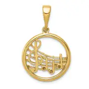 14k Yellow Gold Gold Polished Musical Notes Pendant