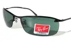 NEW Ray Ban Polished Black Semi-Rimless Dark Green Lens Sunglass RB3183 006/71