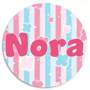 Nora - 3 Pack Circle Stickers 3 Inch - Name Tag Water Bottle School Supplies