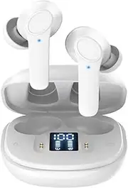 DNSEA Wireless Earbuds For iPhone 16/16 Pro/16 Pro Max/16 Plus Earbuds Earphones Bluetooth Earbuds 5.3 Headphones IPX6 in-Ear USB-C Charge Smart Touch 35H Playtime Deep Bass Earbuds (WHITE)