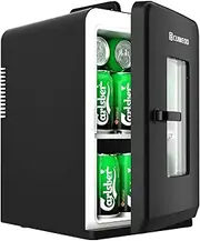 Cumeod Mini Fridge, 15L/21 Cans 330ml Portable Mini Fridge for Room, Car, 12V DC/220V AC Small Refrigerator with Heat and Cooling Function for Food, Drinks, Cosmetics, Max and ECO Mode (Black)