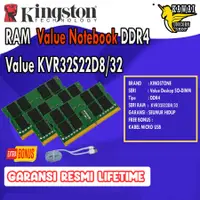 在飛比找蝦皮購物優惠-金士頓內存 RAM VALUE KVR32S22D8/32 