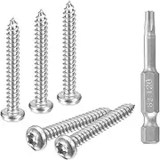 uxcell #8 x 1-1/4" Torx Security Screws, 50pcs Button Head Tamper Resistant Self Tapping Screws, 304 Stainless Steel Anti-Theft Screws with Bit T20