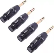 4-Pack Gold XLR Female/Male to 1/4" TRS Balanced Audio Adapters
