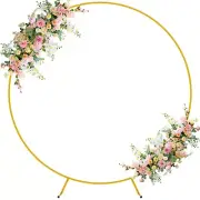 6.6ft Gold Wedding Arch Circle, Balloon Stand Metal Round Backdrop