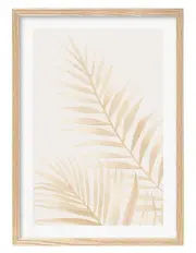 [Profile Australia] Australian Made Watercolour Palm Leaves Beige Art Print A3 in Natural Frame
