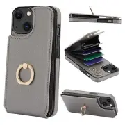 Compatible with iPhone 13 Case Wallet with Card Holder, 360°Rotation Gray