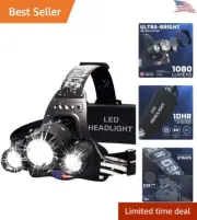 USB Rechargeable LED Headlamp - Ultra Bright 1080 Lumen Flashlight + Red Light