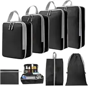 UniPro GOODS- Travel Bag Luggage Organizers 8 piece set- Compression Packing Cubes for Suitcases, Drawstring Pouch and Shoe Bag, Travel Accessories, More Lightweight and Durable