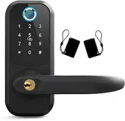 Smart Lock, Electronic Fingerprint Smart Door Lock Password Unlock Keypad Locks Security Protection Door Handle for Home,for Bedroom Hotel Office Apartment(Nero) FANDIAO