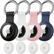 4 Pack for Apple Airtag Case, Waterproof AirTags Case Keychain, with Soft Silicone Holder Key Ring, Lightweight, Scratch Resistant