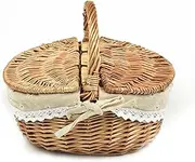 Small Picnic Basket Hand Woven Storage Basket English Sundries Portable Handle Camping Picnic Baking Shopping Organizer Basket