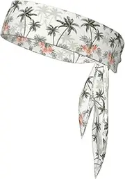 Tropical Palm Trees Sports Strap Double-Sided Headscarf Men's Bow Tie Sports Headscarf Running Yoga Exercise Headband