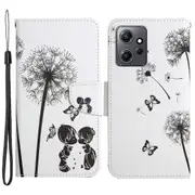 For Xiaomi Redmi Note 12 4G PU Leather Flip Cover Pattern Printing Protective Wallet Case with Strap