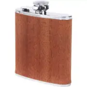 x2 6oz Hip Flask Real Wood Wrap Stainless Steel --2PACK--