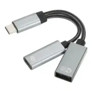 USB C to OTG USB Adapter and Type C 60W PD Fast Charging Cable 2 in 1 Grey