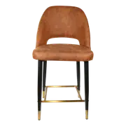 Durafurn 650mm High Tan Fabric Semifreddo Counter Stool with Black Metal Legs