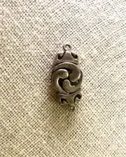 Swirl Shaped .925 Sterling Silver 1 Strand Hook and Eye Clasp