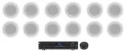 JBL Commercial 70v Amp+Wifi Receiver+12 White 5" Ceiling Speakers For Restaurant
