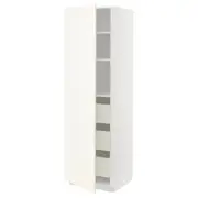 METOD / MAXIMERA high cabinet with drawers, white/Vallstena white, 60x60x200 cm