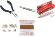 Bead Tip Kit - Pliers, Tweezers, Cement, 12 Bead Tips & Carnelian Bead Cord #4