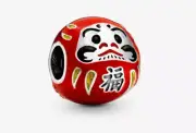 PANDORA Red Daruma Doll Charm Sterling Silver Enamel Good Luck Charm Accessory