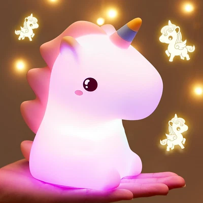 Unicorn Toys, Night Light for Kids Night Light,16 Colors+Silicone+Dimmable+12 Ho