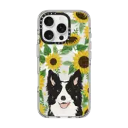iPhone 16 Pro Clear Case MagSafe Compatible Border Collie Dog clear transparent sunflower floral dog breed pet friendly dogs