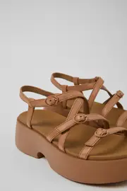 Tasha Nude Leather Sandals for Women.