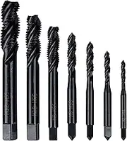 Yakamoz 7 Pcs Nitriding Coated Spiral Flute Tap Set Metric Thread Taps M3 M4 M5 M6 M8 M10 M12 Machine Screw Tap and Drill Tapping Threading Tool