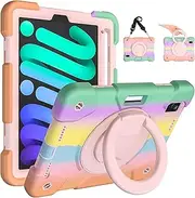 2024 New iPad mini 7 Case (A17 Pro)/iPad mini 6 Kids Case 2021,iPad mini 7th/6th Generation 8.3-inch Case for Kids Built-in Pencil Holder with 360° Rotating Handle Stand