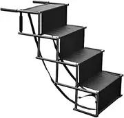 Folpus Pet Ramp for Vehicle 4 Step Folding Accessory for Dogs and Cats, Black no Pattern
