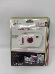 VIVITAR WHITE + PINKV STYLE CYBERPIX 3-IN-1 DIGITAL CAMERA W IMAGE ZONE SOFTWARE