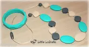 Silicone Teether Teething Nursing Necklace and Bracelet Turquoise Gray Baby Gift