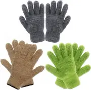 3 Pairs Microfiber Dusting Gloves Plant Dusting Gloves Leaf Cleaning Reusable