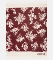 [Erdem] Erdem Floral jacquard wool-blend blanket One Size red