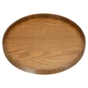 11" Wood Serving Tray Round Decorative Platter Home Kitchen Table, Brown