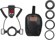 E-TTL Macro Flash Speedlite 5600K with 2pcs Flash Heads and 4pcs Adapter Rings for Canon EOS 1Dx 5D3 6D 7D 70D 80D Cameras BBZY