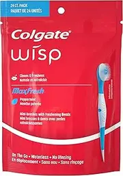 Colgate Max Fresh Wisp Disposable Mini Toothbrush, Peppermint - 24 count (1 pack)