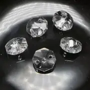 Clear Crystal Octagon Bead Connector 2 Hole Prisms Chandelier Chain Part