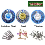 Conical Screw Post Kit Dental 120 Posts Titanium/Gold/S.S Plated Root Canal Pins