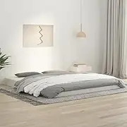 King Size Bed Frame Without Mattress - Solid Wood Pine, White Finish, 183x203 cm - Sturdy Wooden Platform with Plywood Slats, Modern Bedroom Interior (AU King Size)