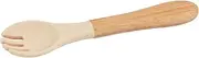 Tiny Dining Bamboo Baby Weaning Fork with Beige Silicone Tip - Self Feeding Easy Grip Soft Silicone Toddler Forks Kids Dinnerware for Weaning, Baby Feeding