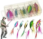 Shxupjn Fishing Lure Set, Spinner Baits Kit - Fishing Accessories Gear Set for Anglers Men, Carp, Perch, Trout, Saltwater, Freshwater